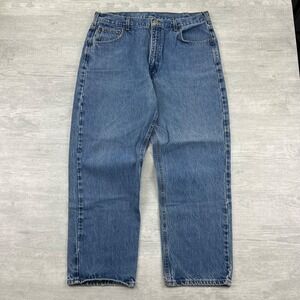 Vintage 90s Carhartt Jeans Size 36x29 Blue Light Wash Denim Workwear Baggy